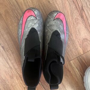 Nike Gray and Pink Soccer Cleats